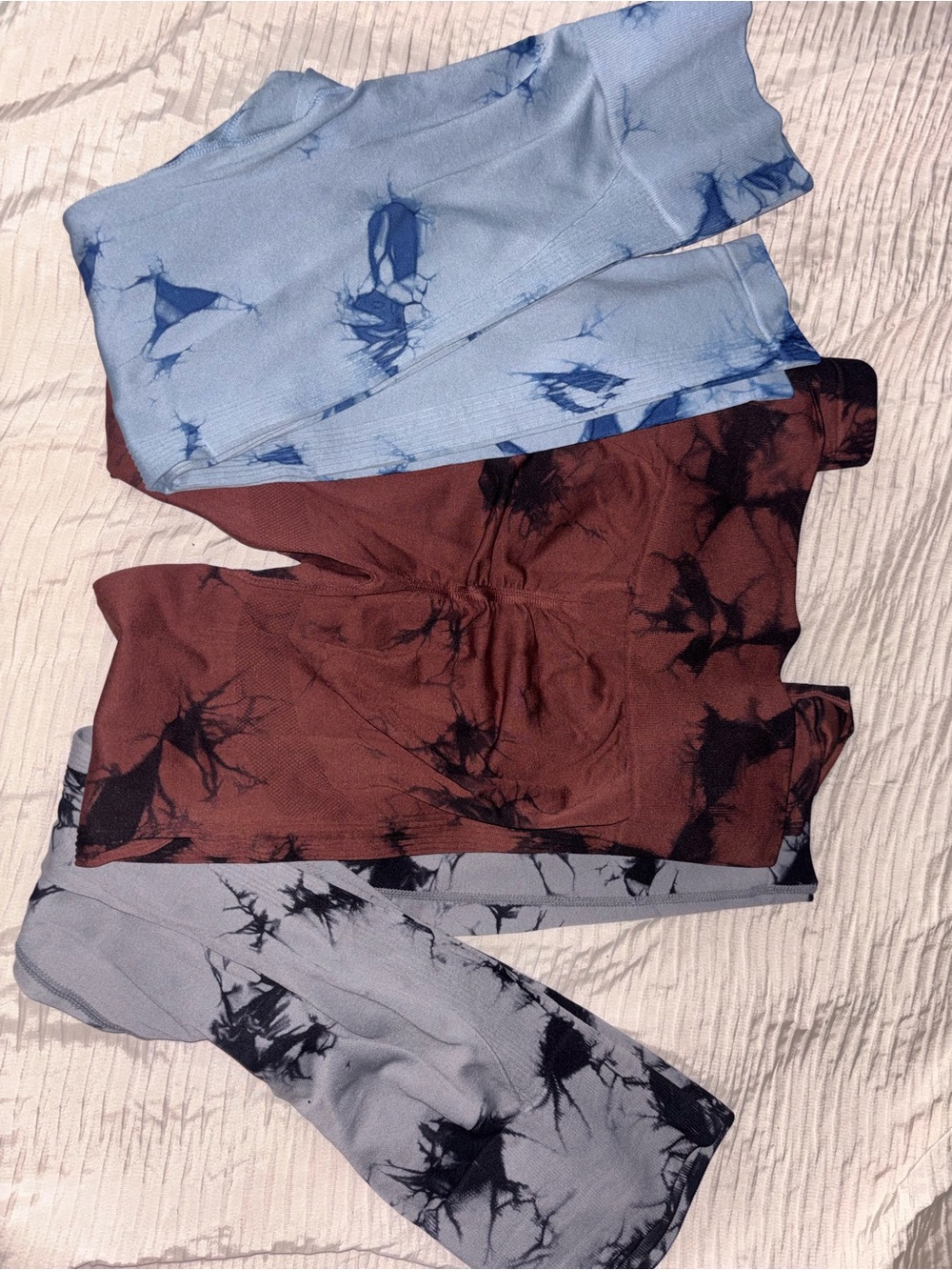 Tie-Dye High-Waist Women’s Leggings - Blue, Brown, Gray